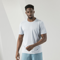 T-shirt décontracté pour homme en jersey de polyester/coton respirant à manches courtes, col rond, couleur unie, tricoté, séchage rapide, style urbain