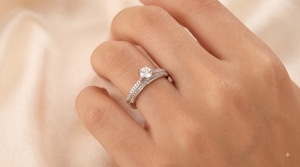 Solitaire Engagement Wedding Ring IGI Certified Cut Lab Grown Diamond 14K Yellow Gold Double <b>Row</b> Pave Setting OEM ODM Custom - Product Image 3