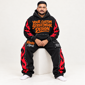 Ensemble de survêtement à capuche pour homme, pantalon de jogging ample en molleton, avec étiquette personnalisée, motif graphique, streetwear, deux pièces, conception personnalisée OEM - Product Image 2