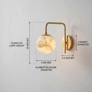 Modern Brass Wall Sconce With Marble Globe Round Design Indoor Lighting Living Room Decor Minimalist Home Decor - Product Image 4