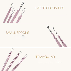 Kit professionnel 6-en-1 pour l'élimination des points noirs, pinces courbées, extracteur de comédons, ensemble d'outils - Product Image 3