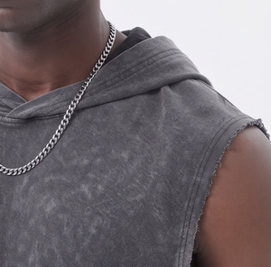 Camiseta sin mangas con capucha para hombre, de punto lavado, informal, estilo musculoso, para entrenamiento, gimnasio, cuello redondo, para verano - Product Image 4