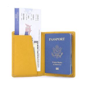 High Class Yellow PU Leather Card <b>Holder</b> <b>Wallet</b> Collection Leather Travel <b>Wallet</b> Personalized Passport Cover with Luggage Tag - Product Image 2