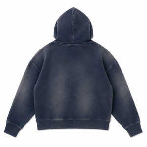 Sweat-shirt à capuche zippé surdimensionné pour homme, style vintage, en molleton épais délavé à l'acide, streetwear - Product Image 4