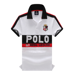 เสื้อโปโลแขนสั้นผู้ชาย Polo Royal Leisure สีดำ แดง ขาว พิมพ์ลายตัวอักษร สไตล์ลำลอง ผ้าถักโพลีเอสเตอร์ ระบายอากาศได้ดี โลโก้ด้านหน้า - Product Image 2