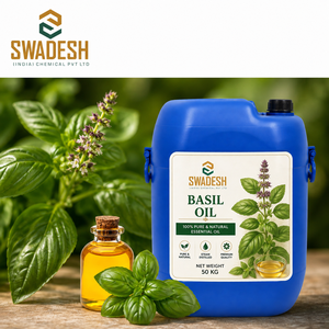 Huile essentielle de basilic biologique |   100% Naturel Pur |   Ocimum Basilicum |   Distillé à la vapeur |   Liquide transparent |   Gujarat |   Cosmétiques - Product Image 1