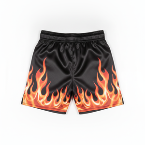Shorts MMA pour homme, imprimé flamme noire, sublimation, séchage rapide, polyester, coupe classique, vêtements d'arts martiaux pour adultes - Product Image 1