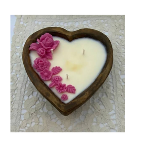 Bol à bougie en bois rustique en forme de cœur, support de bougie pour la Saint-Valentin, vente en gros, support de bougie en bois d'acacia - Product Image 3