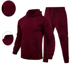 Men's 100% Cotton Hoodie and Jogging Pants Set Solid Color Casual <b>Tracksuit</b> for Autumn Training Running Breathable Full Length - Product Image 4