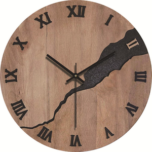 12-Inch 30cm <b>Modern</b> MDF Wooden <b>Clock</b> Antique Creative Art Design <b>Wall</b> <b>Clock</b> for Home Decor - Product Image 1