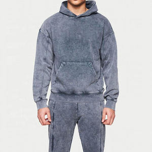 Mens Acid Wash Tracksuit Heavyweight Fleece Hoodie and <b>Jogger</b> Set Streetwear Sportswear Wholesale - Product Image 3