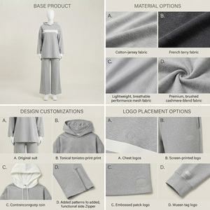 Conjunto de Sudadera con Capucha y Pantalones Largos para Mujer REDDITO, Color Gris, Corte Regular, Otoño, Adulto, Tejido de Algodón y Felpa, Estilo Casual y Modesto - Product Image 5