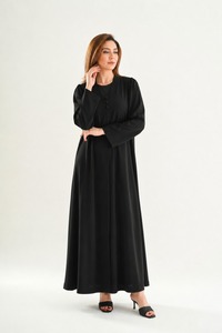 ชุดอาบายะห์ผู้หญิงมุสลิมคุณภาพเยี่ยมสไตล์เกาหลี ดีไซน์กระดุมสุดหรู - Product Image 3