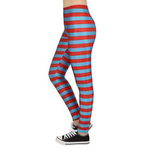 Splendid Apparel High Waist Full Length Paisley <b>Leggings</b> <b>Red</b> Blue Stretch Knitted Spandex Bohemian Machine Embroidery <b>Women's</b> - Product Image 5