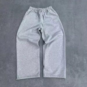 Pantalon de survêtement ample pour homme, taille élastique avec cordon de serrage, coupe décontractée, gris chiné - Product Image 1