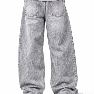 Men <b>Baggy</b> Pants Relaxed Wide Leg Casual Style Plus Size Cotton <b>Jeans</b> Printed Logo Right Leg Regular Wash Custom Made <b>Baggy</b> - Product Image 2