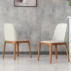 Modern Set of 2 Dining Chairs PU Leather with Wooden Legs for Living or Kitchen for Dining Room - Product Image 1