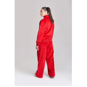 <b>Women</b> Red <b>Velvet</b> <b>Tracksuit</b> Full Sleeve Stand Collar Sporty Loose Fit 2 Piece Set All Seasons Breathable Woven Polyester - Product Image 2