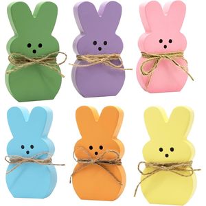 Set di 6 Decorazioni Pasquali per Casa, Segnaposto in Legno a Forma di Coniglio, Decorazioni per Mensola, Tavolo e Scaffale, Decorazioni Primaverili - Product Image 1