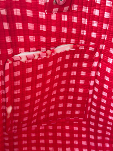 Sac fourre-tout en coton à carreaux rouges, ouvert en dessus, pour femmes, sac de shopping, utilisable toute l'année - Product Image 4