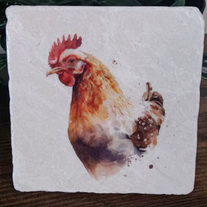 Posavasos de Mármol Estilo Rústico con Diseño de Gallina, Juego de Posavasos de Piedra para Decoración de Mesa - Product Image 3