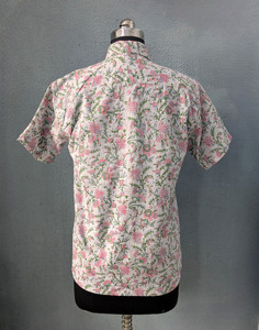 เสื้อเชิ้ตแขนสั้นผู้ชายพิมพ์ลายดอกไม้ผ้าฝ้ายลำลองคอปกแบบพับได้ระบายอากาศได้ดีสวมใส่ในฤดูร้อน - Product Image 5