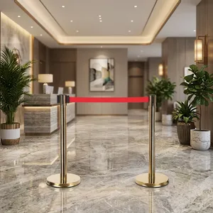 ระบบจัดการคิวพรีเมียม Golden Queue Manager พร้อมรั้วกั้นฝูงชนสแตนเลสอย่างดี เชือกกำมะหยี่ สำหรับจัดการคิวบนพื้นโรงแรม งานอีเว้นท์ และอื่นๆ - Product Image 3