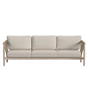 Sofá de Jardín Escandinavo para Exteriores, Tres Plazas, Estructura de Madera, Cojines Beige, Diseño Duradero - Product Image 6