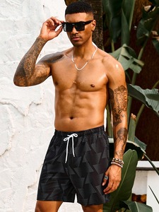 Short de bain sportif unisexe en toile double couche pour homme, séchage rapide, couleur unie, longueur genou, léger, respirant, tricoté - Product Image 6