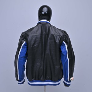 Wholesale Men's Genuine Leather Bomber <b>Jacket</b> Heated Moto <b>Biker</b> Style Turn-down Collar Zipper Front Color Blocking Winter - Product Image 2