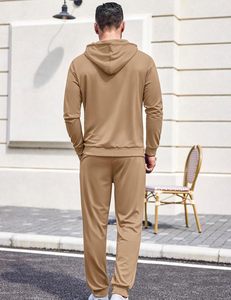 Custom 380GSM French Terry Tracksuit Men Hoodie Jogger Pants <b>Set</b> Olive <b>Green</b> Slim Fit Casual <b>Gym</b> Training Outfit - Product Image 2