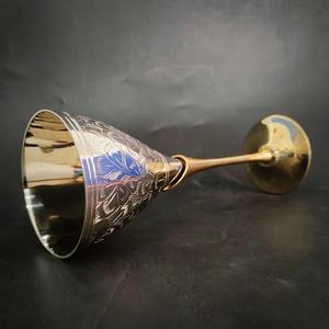 Cáliz de Latón Grabado, Copa de Plata Vintage con Diseño Floral, Copa de Vino, Flauta para Brindar Champán, Vasos para Licor, Regalo de Inauguración de Casa - Product Image 6