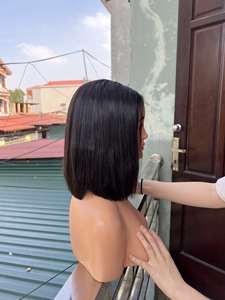 วิกผมบ๊อบสีธรรมชาติแบบมีลูกไม้ด้านหน้าปิดด้วยกาววิกผมบ๊อบวิกผมคน - Product Image 3