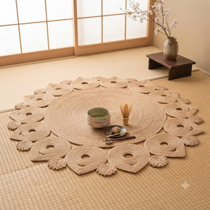 Handmade Nordic Ethnic Jute <b>Rug</b> Woven Floor Mat Round Jute <b>Rug</b> for Homestay and Living Room from Indian Exporter - Product Image 3