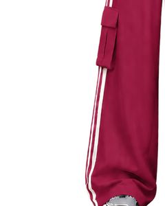 Pantalones Deportivos de Mujer Talla Grande Color Rosa Fucsia, Cintura Media, Pierna Recta, con Cordón, Estilo Casual, Holgados, con Bolsillos - Product Image 6