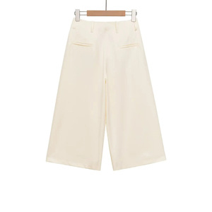Pantalones Culottes de Cintura Alta con Pliegues para Mujer, Pantalones Anchos de Color Sólido, Estilo Minimalista, Tela de Poliéster Antiarrugas, para Verano - Product Image 4