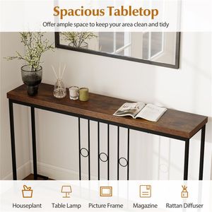 Consolle industriale stretta da 55 pollici con piano in legno rustico, capacità 175 libbre - Categoria prodotto: Consolle - Product Image 6