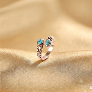Bague en turquoise cuivrée bleue, sertie en argent 925, style bohème, unisexe, pour tous les jours, plaquée or et or rose - Product Image 3