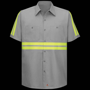 Short Sleeve Reflective Safety Work <b>Shirt</b> High Visibility Short Sleeve Work Uniform <b>Shirt</b> Hi-Vis two tone Cotton Work <b>Shirt</b> - Product Image 2