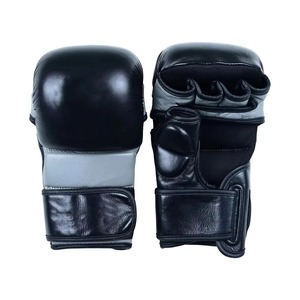 Gants de MMA noirs de qualité supérieure, mitaines de grappling durables, gants de boxe professionnels pour l'entraînement et le sparring en arts martiaux, paume ouverte - Product Image 1