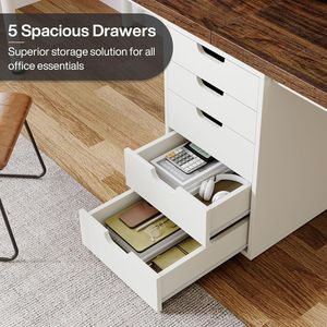 Modern Simple 5-<b>Drawer</b> 78.7-Inch Extra Long Double <b>Office</b> Desk Two-Person Computer Study Wr with 5 <b>Drawers</b> - Product Image 2