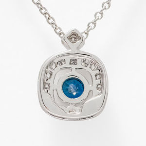 14K Yellow Gold 0.25ct Bezel Set Round Sapphire and Lab Grown Diamond Pendant Necklace Fine Jewelry for Women Elegant Daily Wear - Product Image 2