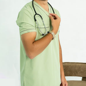 Uniforme Médico Unisex de Dos Piezas en Pana de Algodón Azul, Transpirable y de Alta Calidad, con Detección de Agujas, para Trabajadores de la Salud - Product Image 5