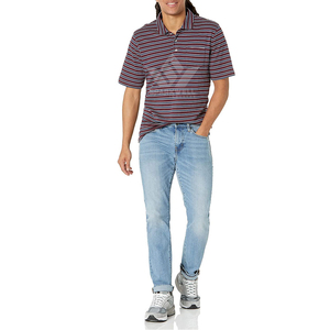 Men's Striped Polo <b>Shirt</b> Short Sleeve Breathable Knitted Cotton Blend Casual Regular Fit Golf <b>Collar</b> <b>T</b>-<b>Shirt</b> - Product Image 4