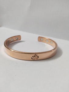 Copper <b>Bracelet</b> With Om Symbol Embossed Design Fashionable <b>Metal</b> Cuff Jewelry For Men Women - Product Image 1