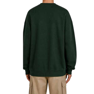 เสื้อสเวตเชิ้ตคอกลมโอเวอร์ไซส์สำหรับผู้ชาย สีเขียวเข้ม ผ้าฝ้าย 100% เฟรนช์เทอร์รี่ สวมใส่สบาย ทรงปกติ เหมาะสำหรับใส่ในฤดูใบไม้ร่วง - Product Image 2