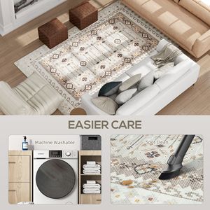 Tappeto Lavabile in Lavatrice 4x6 Stile Boho in Flanella, Antiscivolo, Grande Tappeto per Soggiorno, Camera da Letto, Sala da Pranzo - Marrone - Product Image 5