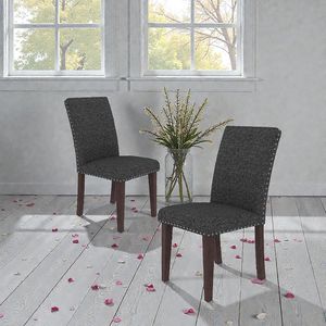Ensemble de 2 chaises de salle à manger rembourrées gris et marron 25 po x 17,7 po x 37,8 po - Product Image 3