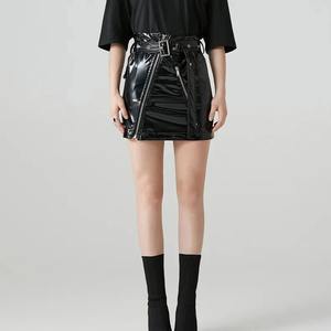 Mini-jupe en cuir PU gothique respirante et à séchage rapide de couleur unie pour femme, idéale pour les soirées et le streetwear - Product Image 3