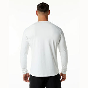 Fabricants de t-shirts OEM, t-shirts de fitness pour hommes à manches longues, coupe classique, 100% coton, écologiques, respirants, bicolores - Product Image 3